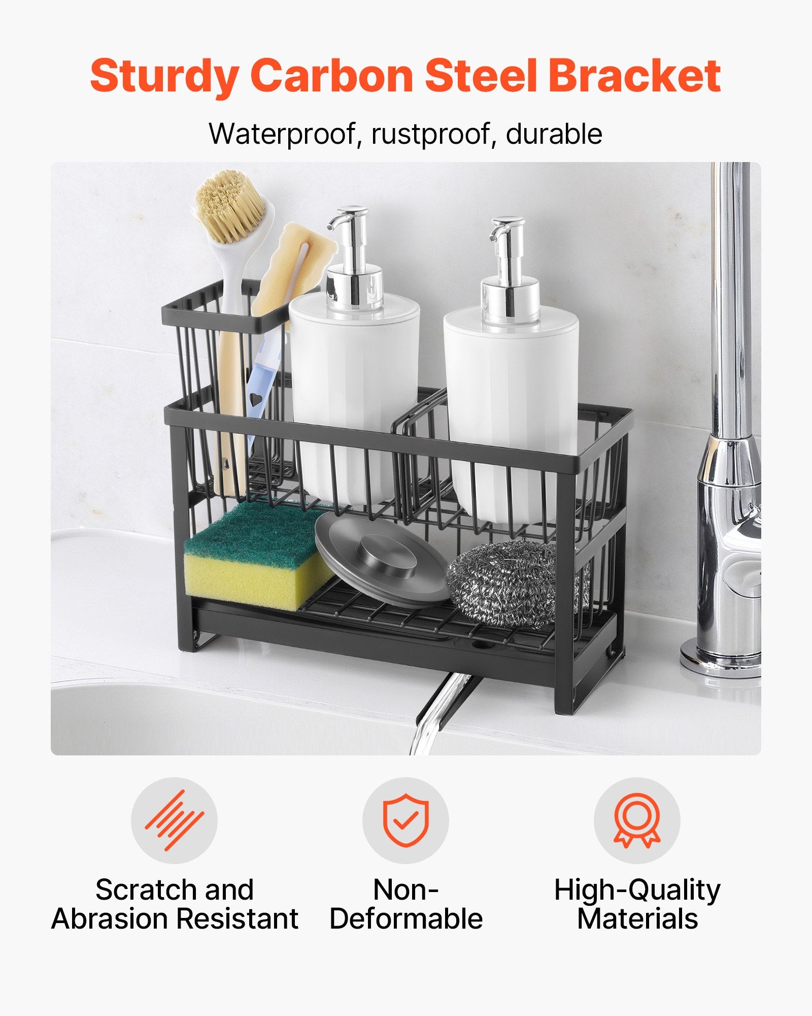 2-Tier Kitchen Sink Caddy with Rotating Drain Spout