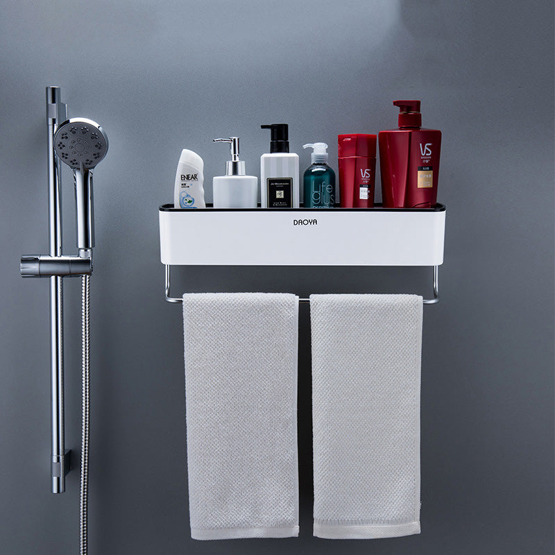 Wall-mounted bathroom shelf with towel bar