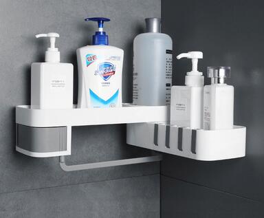 No-drill bathroom corner shelf organizer