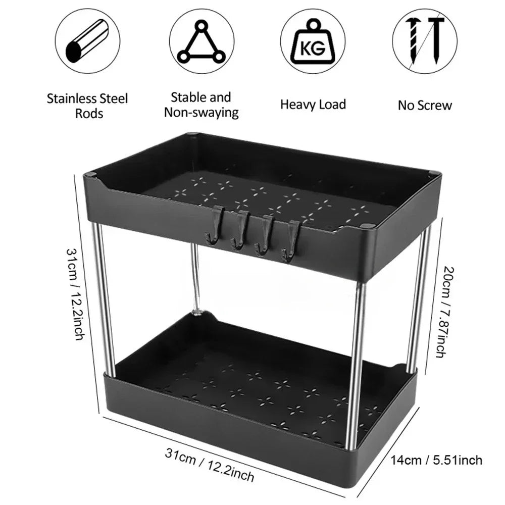 Multi-Purpose 2-Tier Under Sink Storage Rack