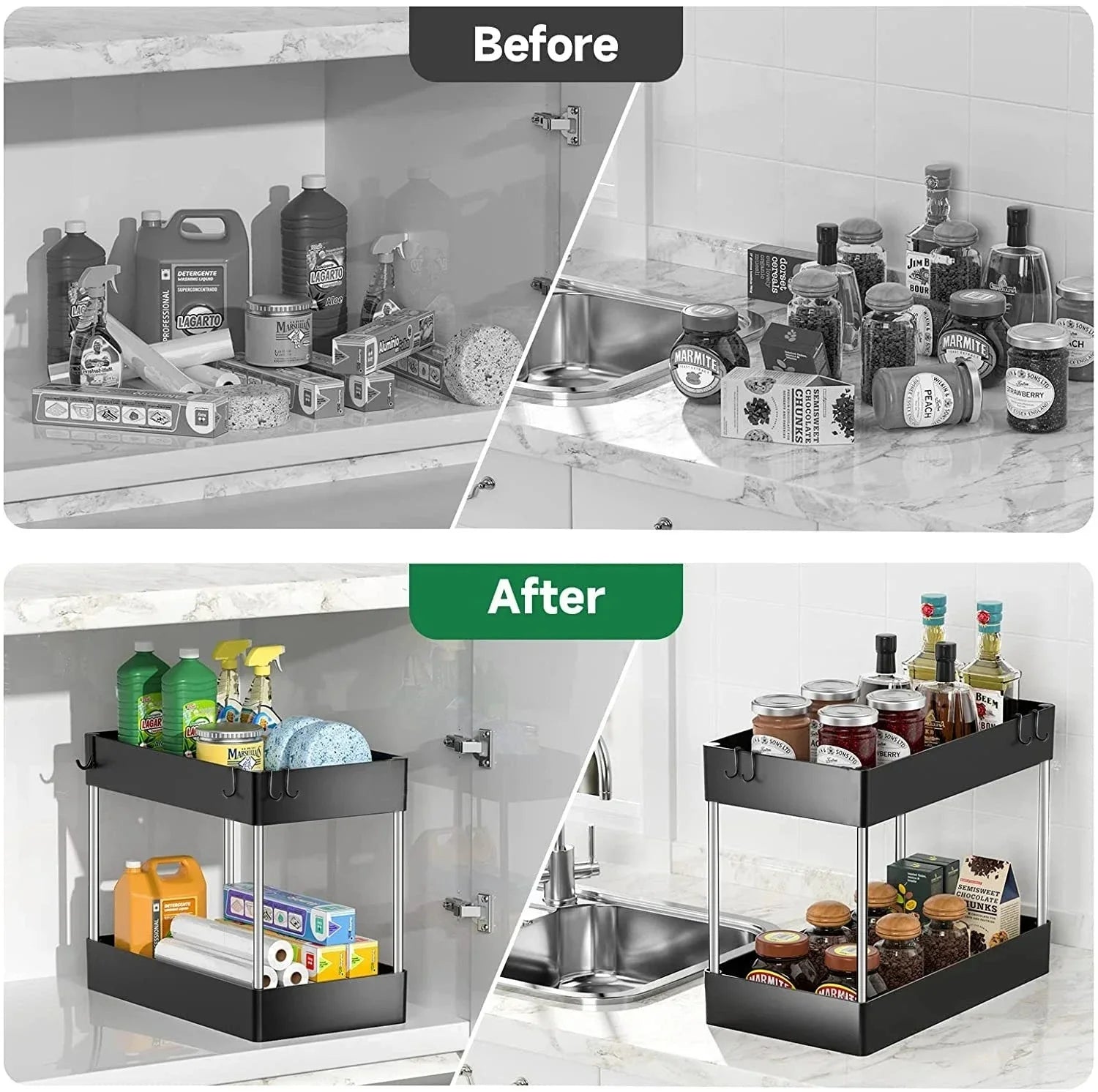 Multi-Purpose 2-Tier Under Sink Storage Rack